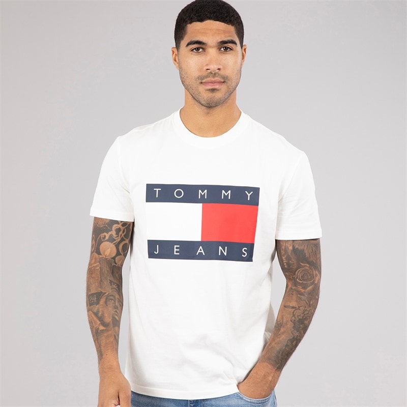 Tommy Jeans Mens Big Flag T-Shirt Ancient White