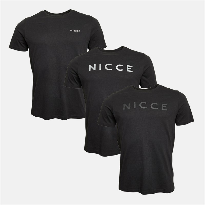 NICCE Mens Bernd Three Pack T-Shirts Black/Black/Black