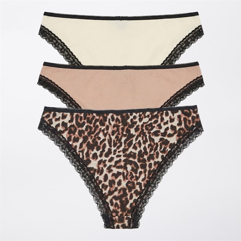 Wednesdays Girl Womens Three Pack Lace Edge Knickers Multi - Image 2