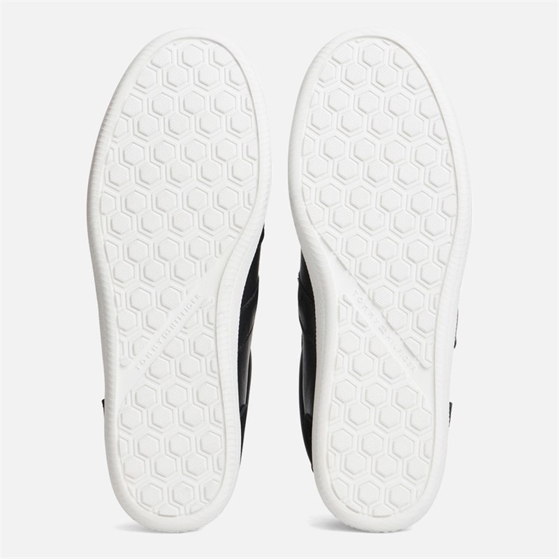 Mens Lightweight Leather Court Trainers Black - Image 2