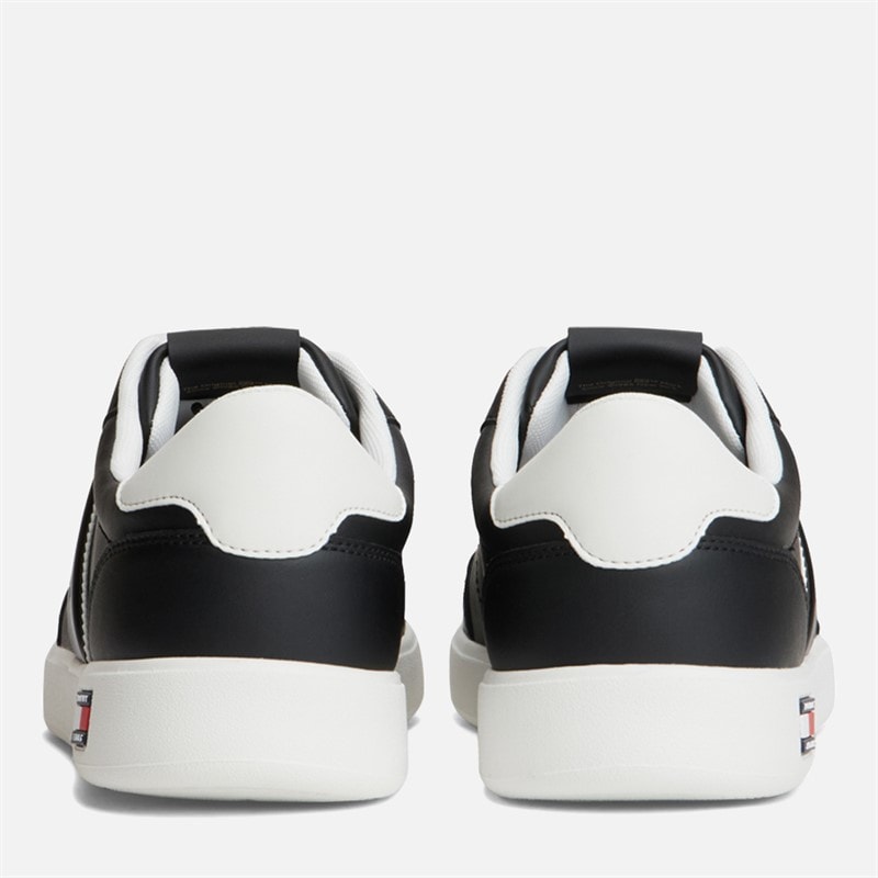 Mens Lightweight Leather Court Trainers Black - Image 3