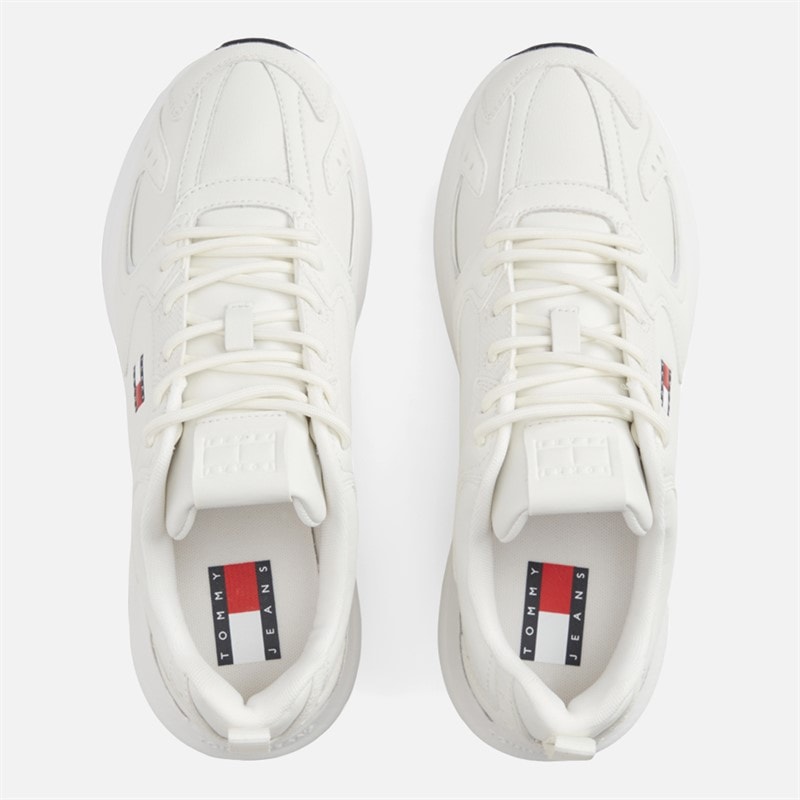 Mens Leather Runner Trainers Ecru - Image 3