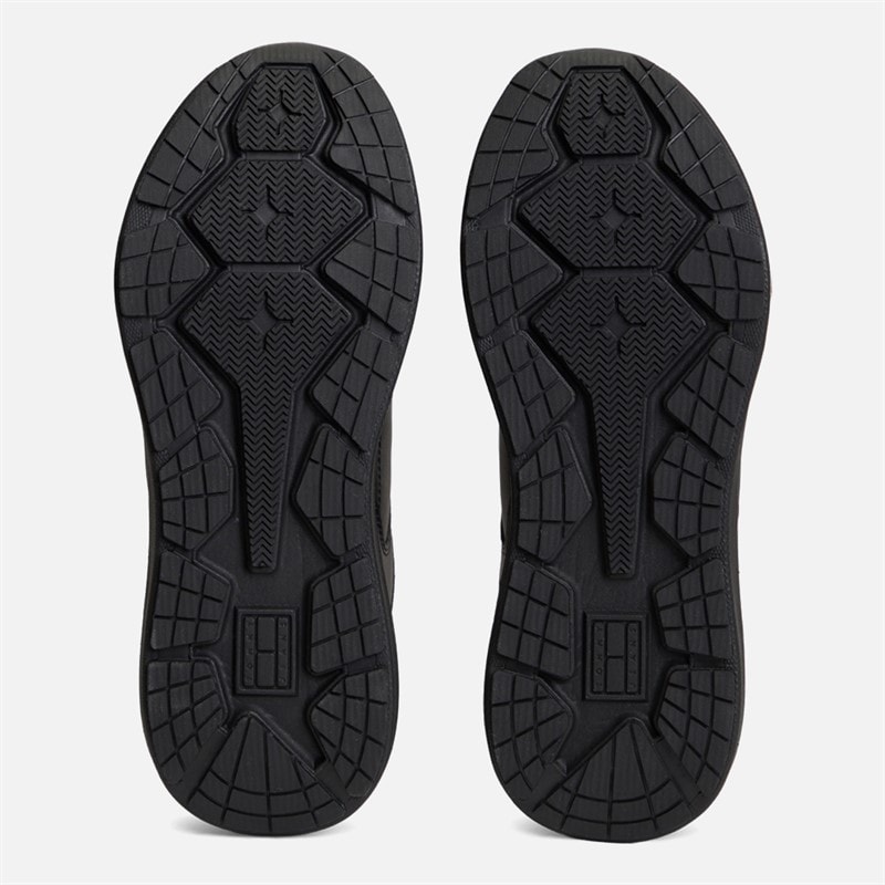 Mens Leather Runner Trainers Triple Black - Image 2