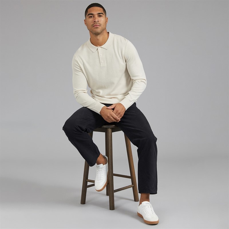 Mens Archie Knitted Polo Shirt Moonbeam - Image 2