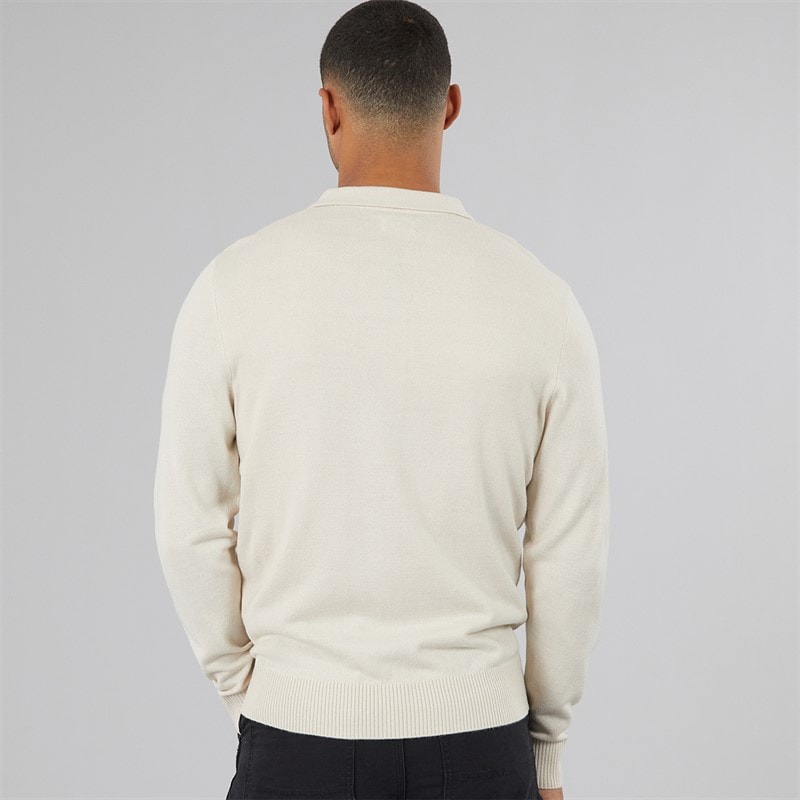 Mens Archie Knitted Polo Shirt Moonbeam - Image 3