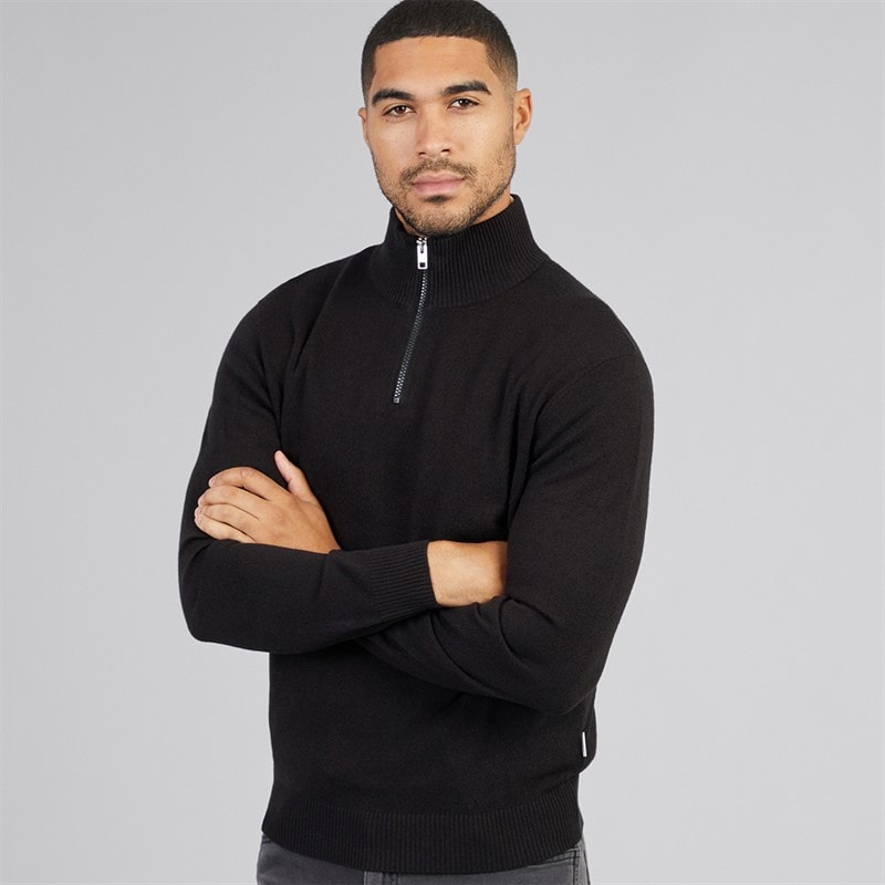 Mens Archie Half Zip Jumper Black - Image 3