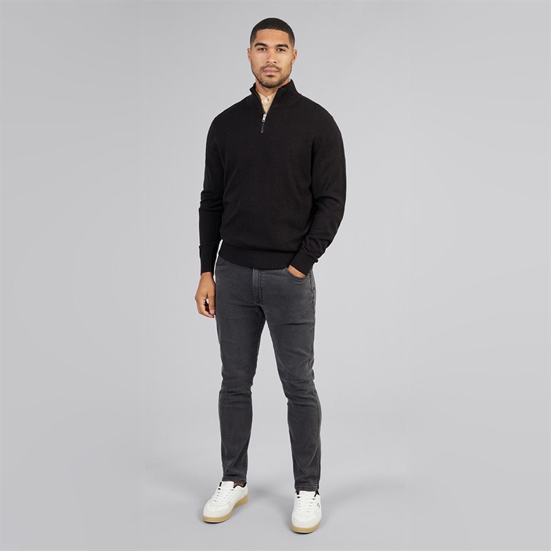 Mens Archie Half Zip Jumper Black - Image 4