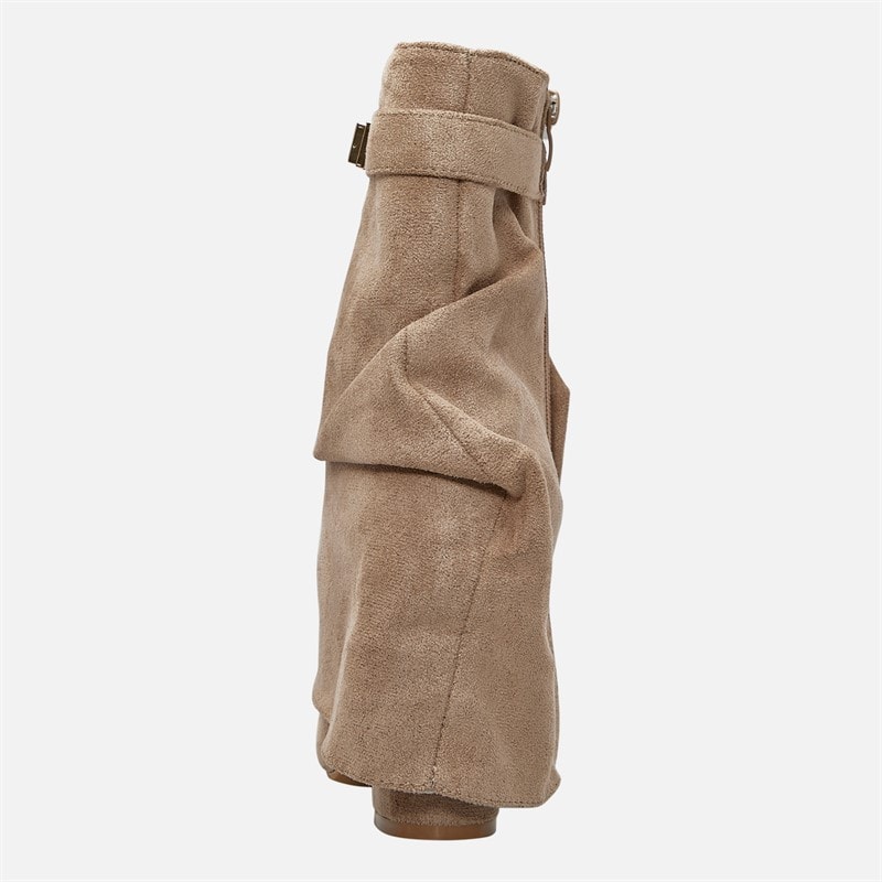 Womens Slouch Fold-Over Ankle Boots Taupe Micro - Image 4