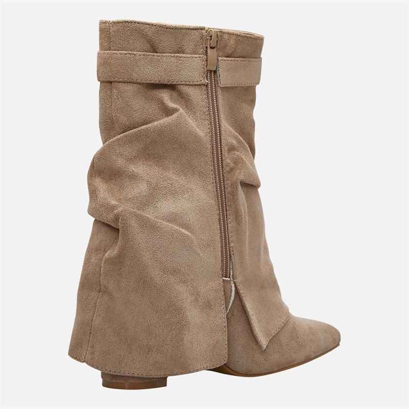 Womens Slouch Fold-Over Ankle Boots Taupe Micro - Image 5