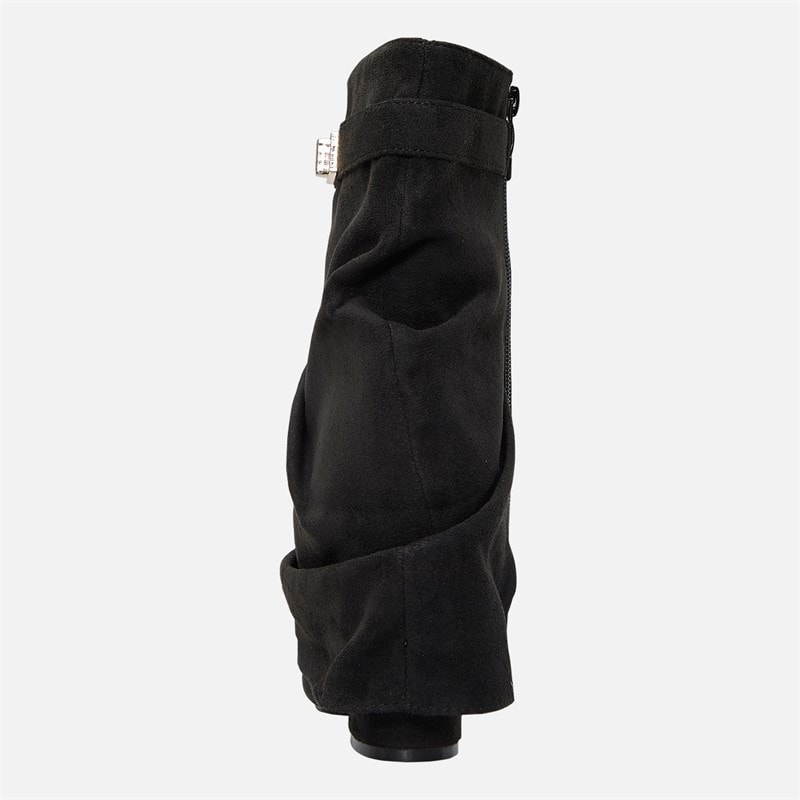 Womens Slouch Fold-Over Ankle Boots Black Micro - Image 4