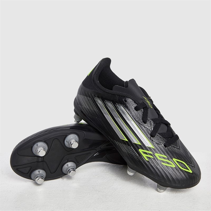 adidas Junior F50 League SG Soft Ground Football Boots Core Black/Iron Metallic/Lucid Lemon
