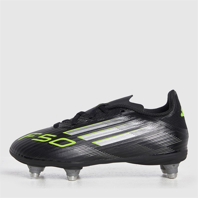 Junior F50 League SG Soft Ground Football Boots Core Black/Iron Metallic/Lucid Lemon - Image 2