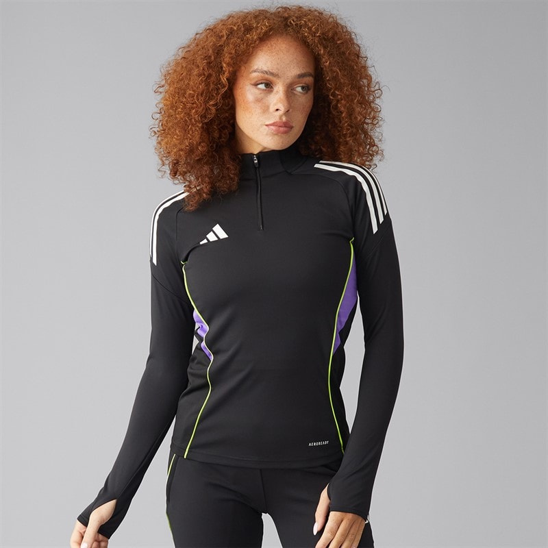 adidas Womens Tiro 25 Competition 1/4 Zip Track Top Black/Purple Rush
