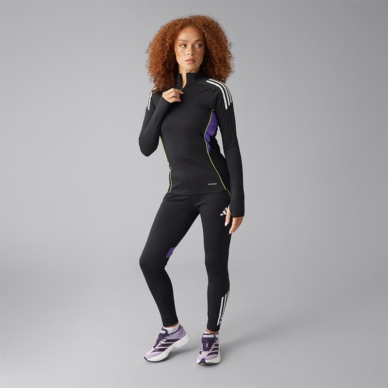 Womens Tiro 25 Competition 1/4 Zip Track Top Black/Purple Rush - Image 4