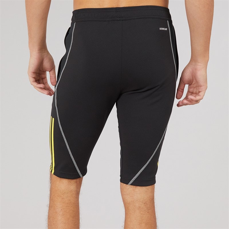 Mens Tiro 23 Competition Training Half Length Leggings Black/Impact Yellow - Image 2