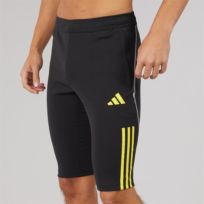 Mens Tiro 23 Competition Training Half Length Leggings Black/Impact Yellow - Image 3