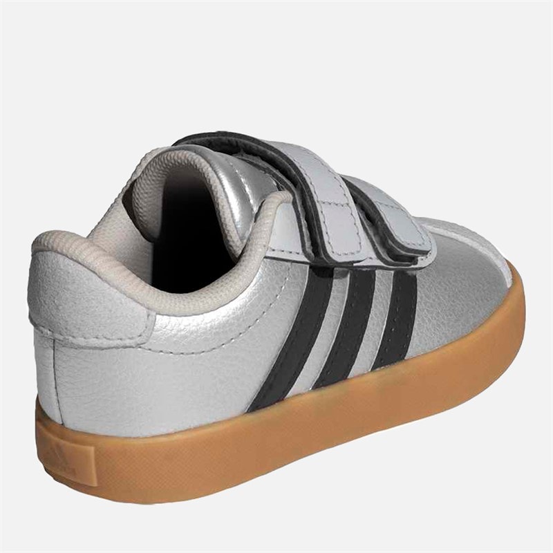 Infant VL Court 3.0 Velcro Trainers Silver Metallic/Core Black/Light Solid Grey - Image 3