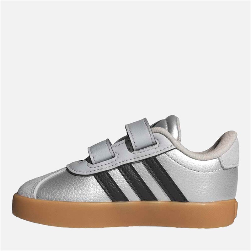 Infant VL Court 3.0 Velcro Trainers Silver Metallic/Core Black/Light Solid Grey - Image 5