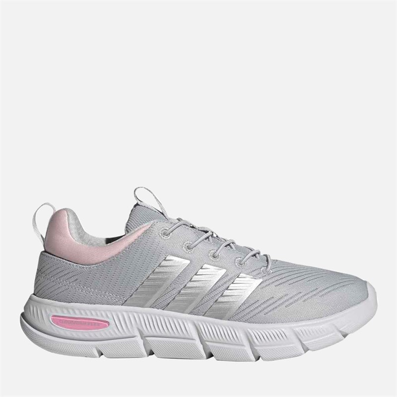 Womens Cloudfoam Flex Elastic Lace Trainers Light Solid Grey/Matte Silver/Clear Pink - Image 2