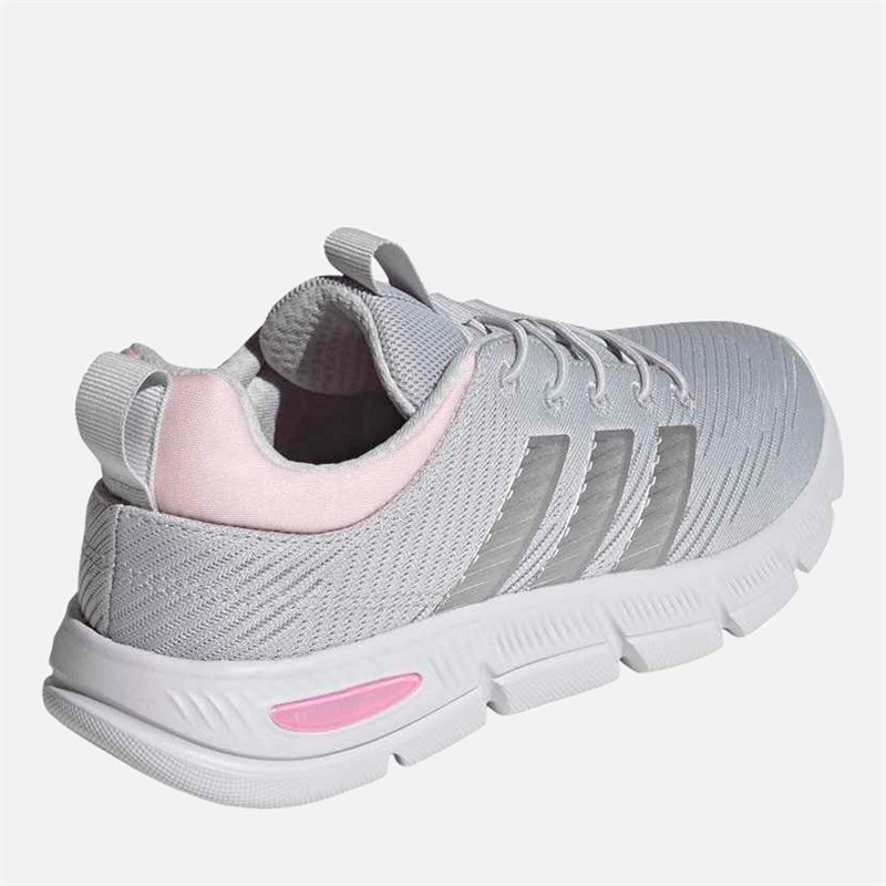 Womens Cloudfoam Flex Elastic Lace Trainers Light Solid Grey/Matte Silver/Clear Pink - Image 3
