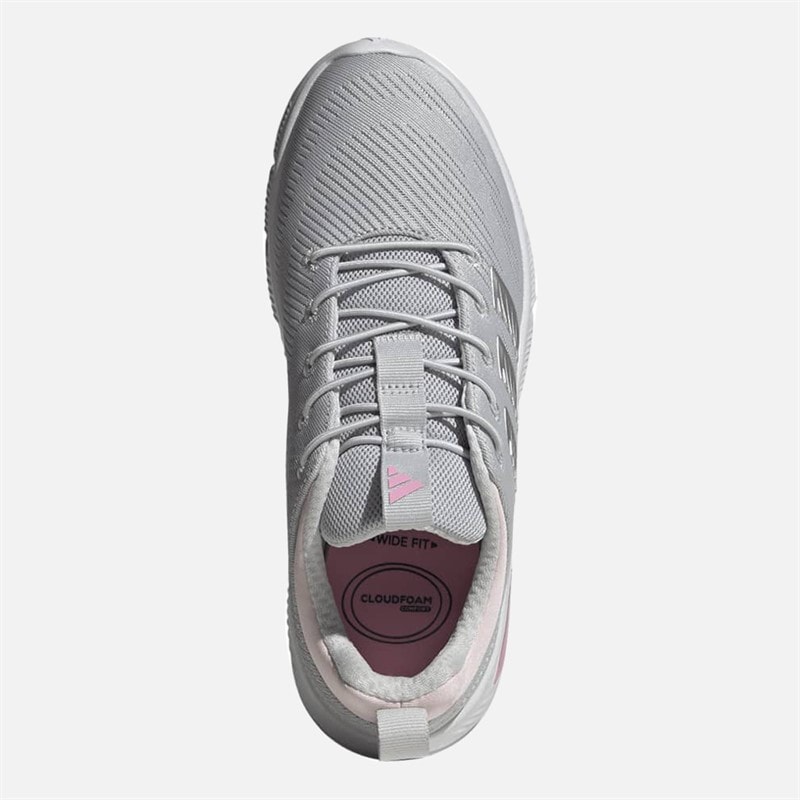 Womens Cloudfoam Flex Elastic Lace Trainers Light Solid Grey/Matte Silver/Clear Pink - Image 4