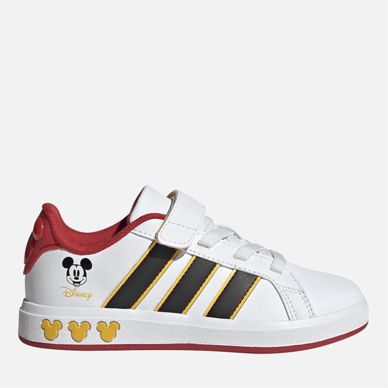 adidas Junior adidas x Disney Mickey Mouse Grand Court Trainers Cloud White/Core Black/Bold Gold