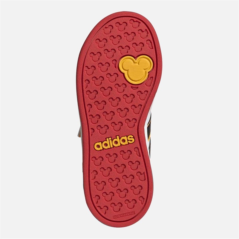 Junior adidas x Disney Mickey Mouse Grand Court Trainers Cloud White/Core Black/Bold Gold - Image 2