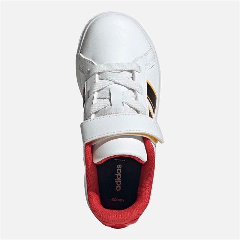 Junior adidas x Disney Mickey Mouse Grand Court Trainers Cloud White/Core Black/Bold Gold - Image 4