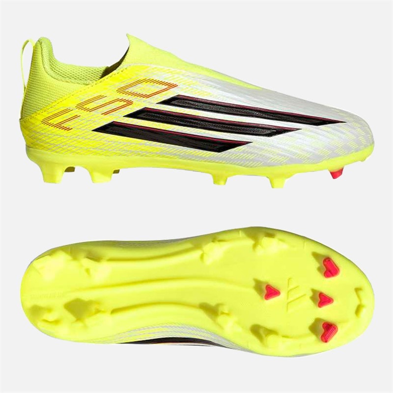 Junior F50 League Born For Goals Pack Laceless FG/MG Firm/Multi Ground Football Boots Team Solar Yellow 2/Core Black/Lucid Red - Image 2