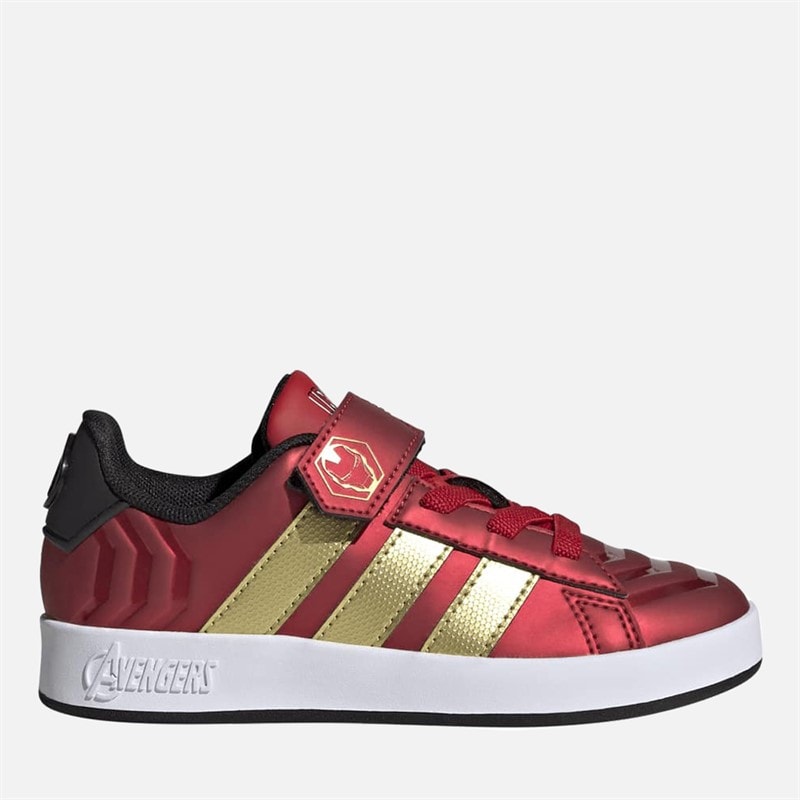 adidas Junior adidas x Marvel Avengers Iron Man Grand Court Trainers Better Scarlet/Matte Gold/Core Black