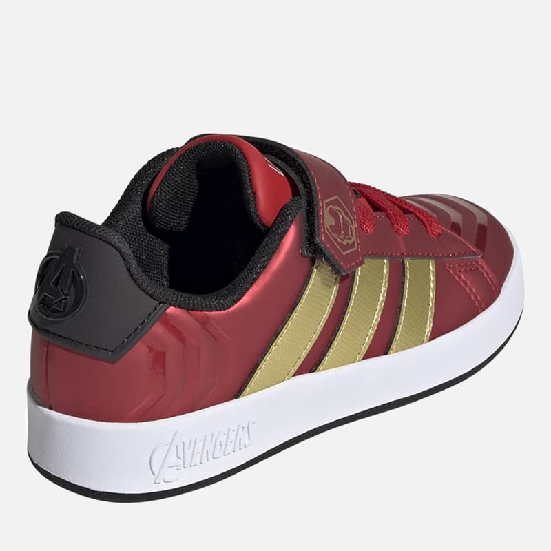 Junior adidas x Marvel Avengers Iron Man Grand Court Trainers Better Scarlet/Matte Gold/Core Black - Image 3