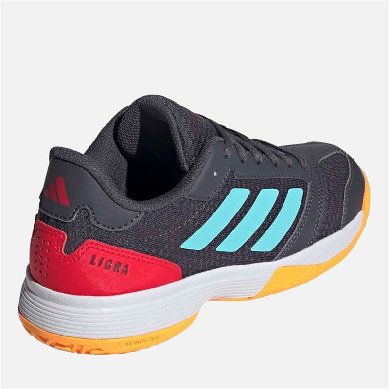 Junior Ligra 8 Indoor Court Shoes Aurora Onix/Flash Aqua/Semi Lucid Red - Image 3