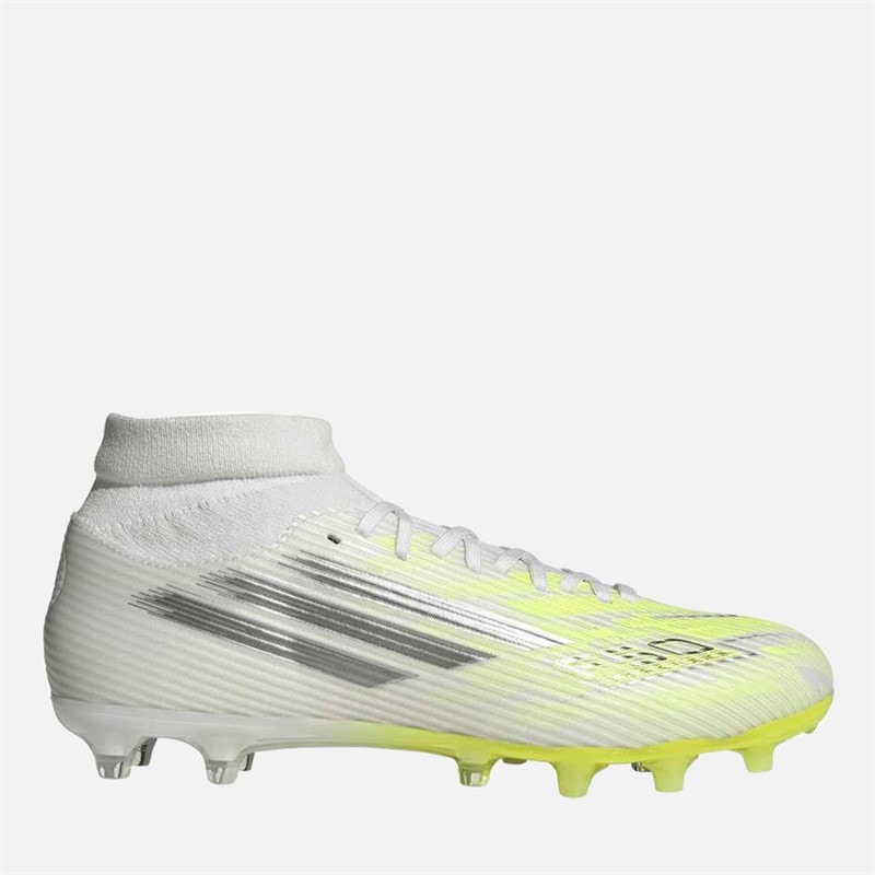 adidas Womens F50 Sparkfusion League Mid Cut FG/AG Firm Artificial Ground Football Boots Cloud White/Iron Metallic/Hi-Res Yellow