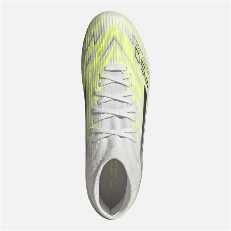 Womens F50 Sparkfusion League Mid Cut FG/AG Firm Artificial Ground Football Boots Cloud White/Iron Metallic/Hi-Res Yellow - Image 4