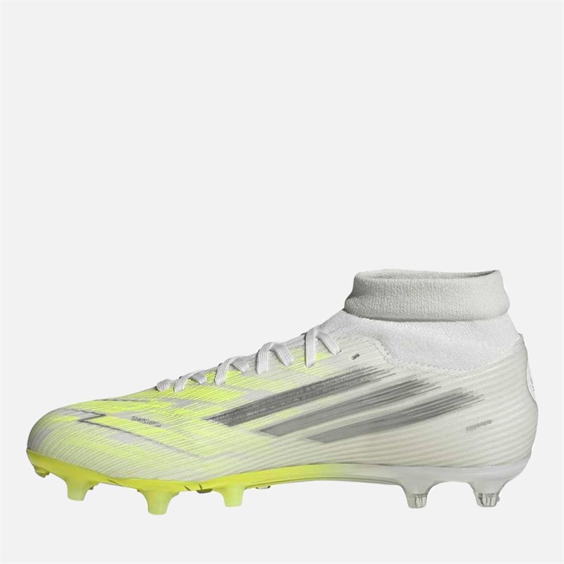 Womens F50 Sparkfusion League Mid Cut FG/AG Firm Artificial Ground Football Boots Cloud White/Iron Metallic/Hi-Res Yellow - Image 5