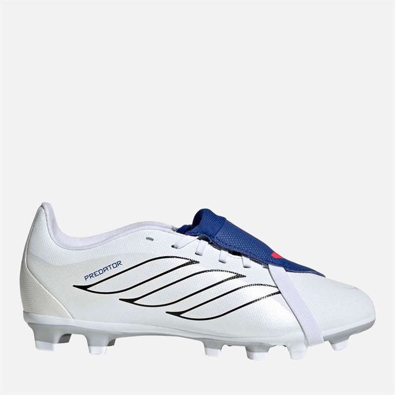 adidas Junior Predator Club Fold-Over Tongue FG/MG Firm/Multi Ground Football Boots Cloud White/Zero Metalic/Royal Blue