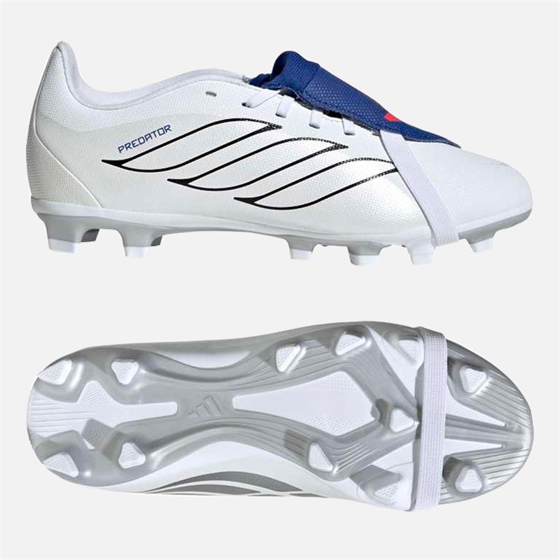 Junior Predator Club Fold-Over Tongue FG/MG Firm/Multi Ground Football Boots Cloud White/Zero Metalic/Royal Blue - Image 2
