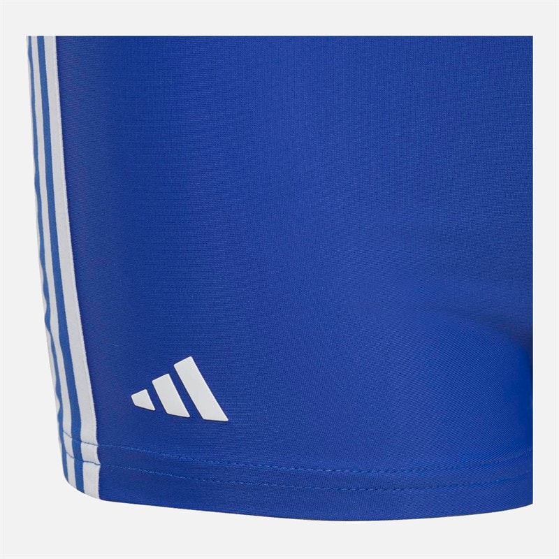 Junior Boys 3-Stripes Classic Swim Boxer Trunks Semi Lucid Blue/White - Image 3