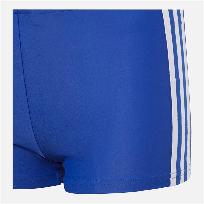 Junior Boys 3-Stripes Classic Swim Boxer Trunks Semi Lucid Blue/White - Image 4