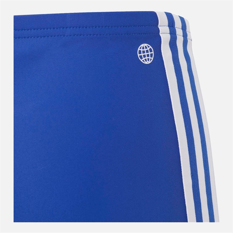 Junior Boys 3-Stripes Classic Swim Boxer Trunks Semi Lucid Blue/White - Image 5