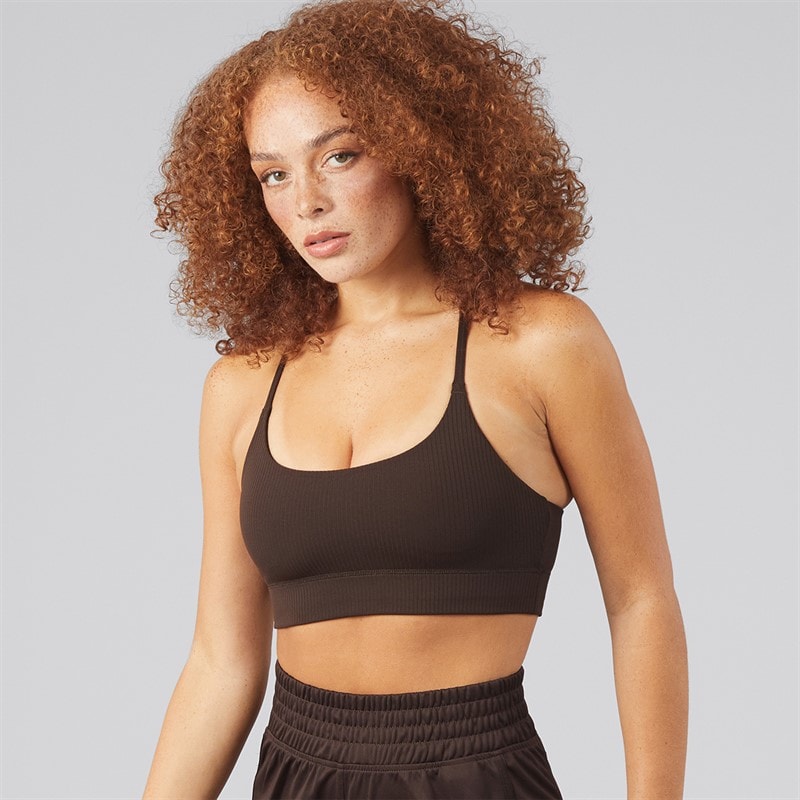 Womens All Me Light Support Ribbed Sports Bra Aurora Coffee - Image 1