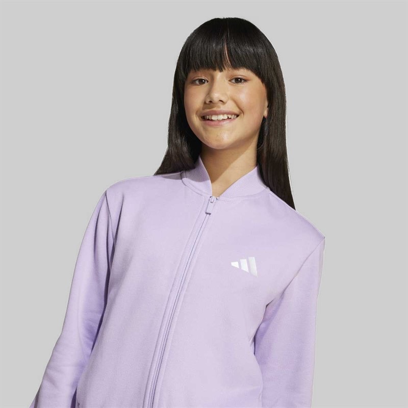 Junior Girls Glam Full Zip Tracksuit Powder Plum/Silver Metallic - Image 3