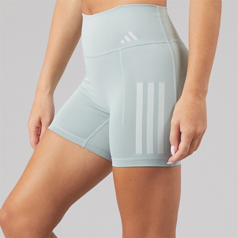 Womens Optime Workout 3 Stripes High Waisted Tight Shorts Wonder Sage - Image 2