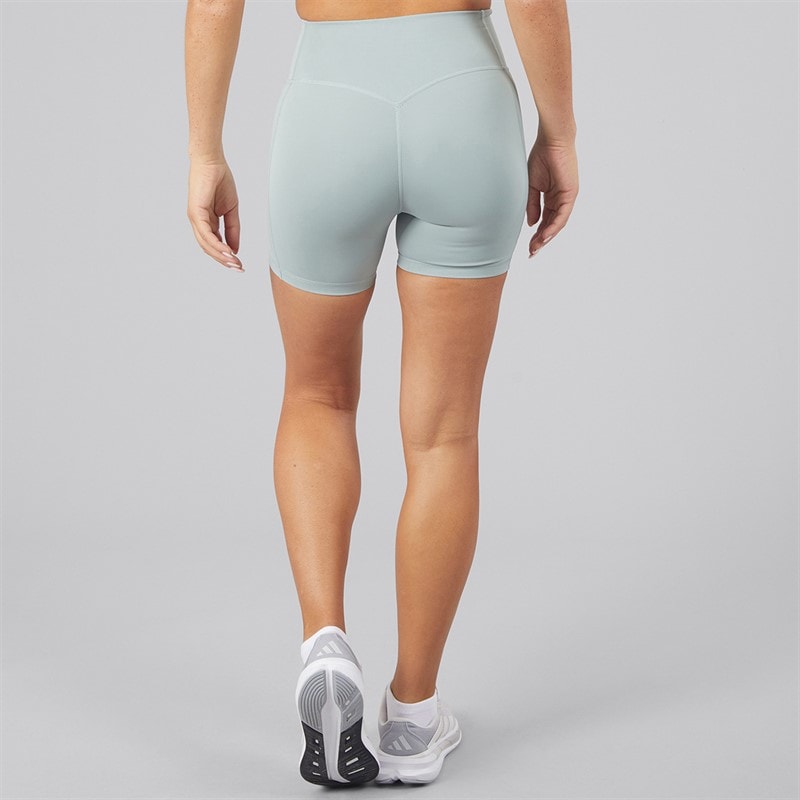 Womens Optime Workout 3 Stripes High Waisted Tight Shorts Wonder Sage - Image 3