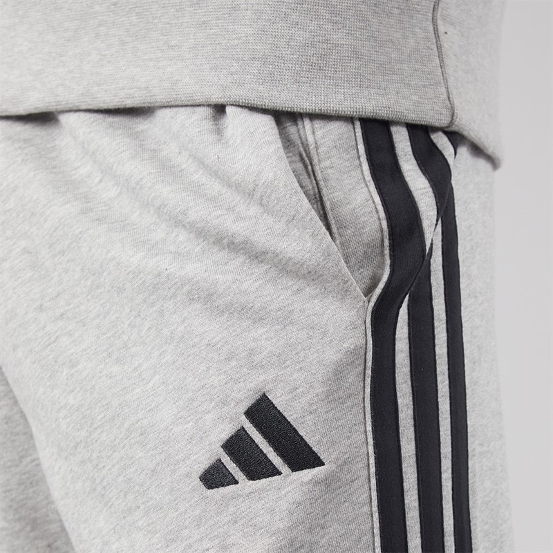 Mens Essentials 3-Stripes Joggers Medium Grey Heather/Black - Image 3
