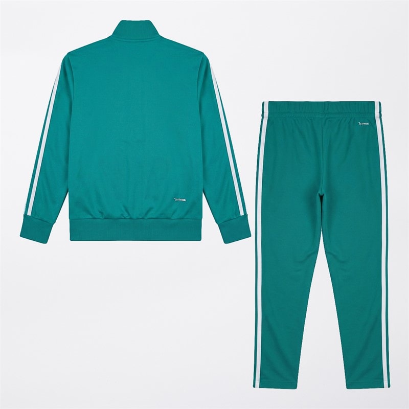 Junior Seasonal Essentials Tiberio 3 Stripes Tracksuit Pure Teal/Aurora Ivy/White - Image 2