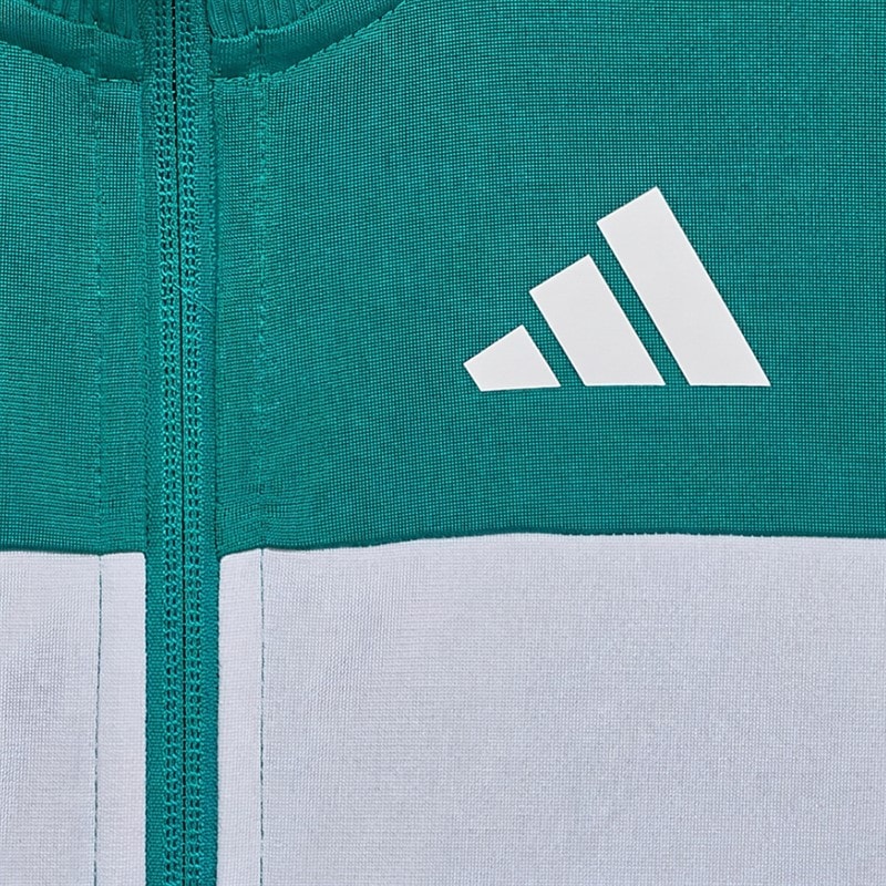 Junior Seasonal Essentials Tiberio 3 Stripes Tracksuit Pure Teal/Aurora Ivy/White - Image 3