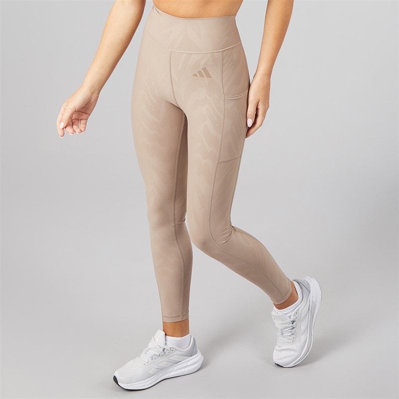 Womens Optime All Over Print High Waisted Full Length Tight Leggings Chalky Brown - Image 3