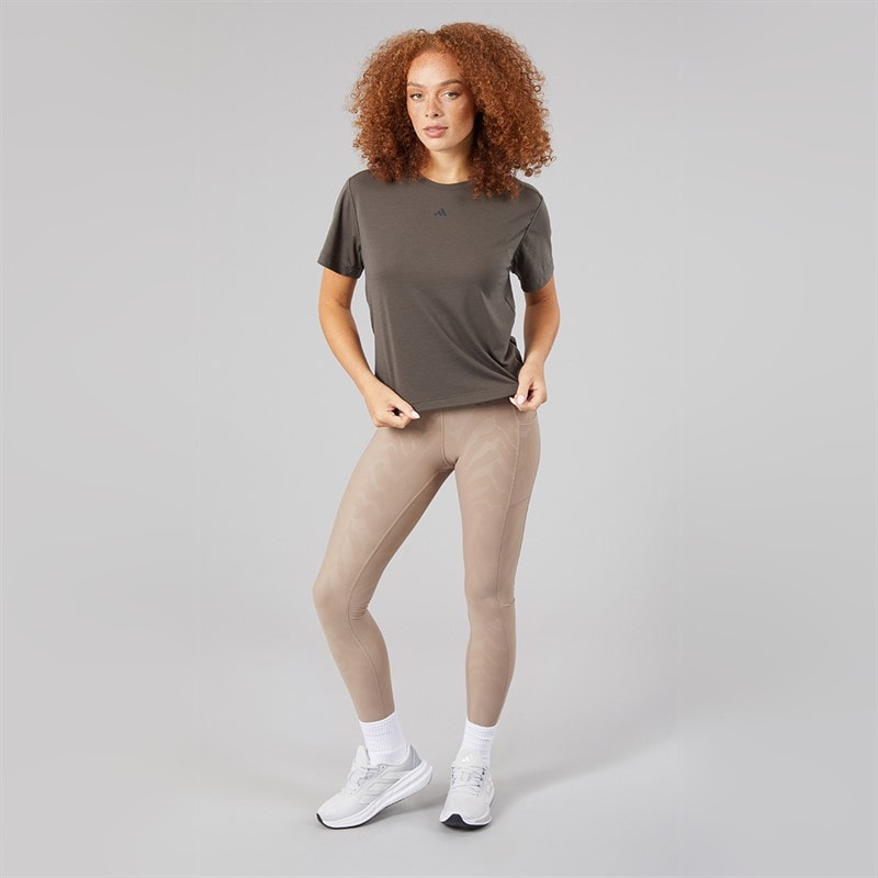 Womens Optime All Over Print High Waisted Full Length Tight Leggings Chalky Brown - Image 4