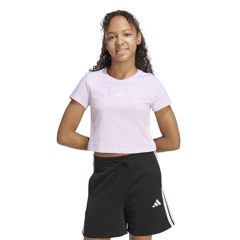 adidas Junior Girls Essentials T-Shirt Ice Lavender/White